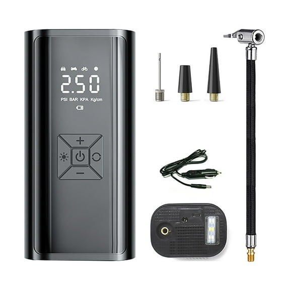 PBAZIH Portable Tire Inflator Air Compressor, 150 PSI Digital Tire Pump with 6000mAh Battery, LED Light, Auto Shutoff, Suitable for Car Tires, Bikes, Balls, and Motorcycles
