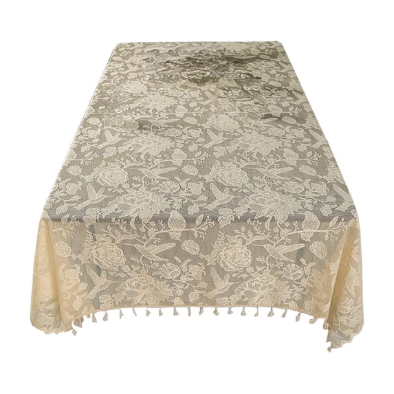 PBAZIH Rectangular Tablecloth, Waterproof Polyester with Tassel Lace, Exquisite Embroidery for Dining Table Decoration, Perfect for Formal Dinners and Family Gatherings, Enhances Home Decor