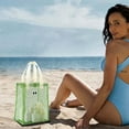 thumbnail image 1 of PBAZIH Sandproof Mesh Beach Bag, Large Capacity Tote for Swim, Pool, Grocery, Travel, Family Days, Foldable Polyester Beach Bag with Reinforced Trims for Easy Carrying, 1 of 8