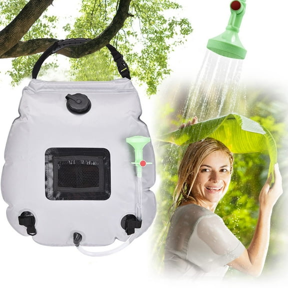 PBAZIH Solar Shower Bag 20L Large Capacity, Outdoor Camping Bath Accessory with PVC Material for Fast Heating, Lightweight and Portable Water Storage, Easy-to-Use Hose and Nozzle Included
