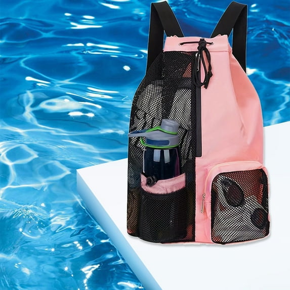 PBAZIH Swim Bag Mesh Drawstring Backpack with Wet Bag for Swimming, Gym & Fitness Gear, Lightweight Large Capacity Bag, Versatile Sports Storage Solution, Breathable and Stylish Design