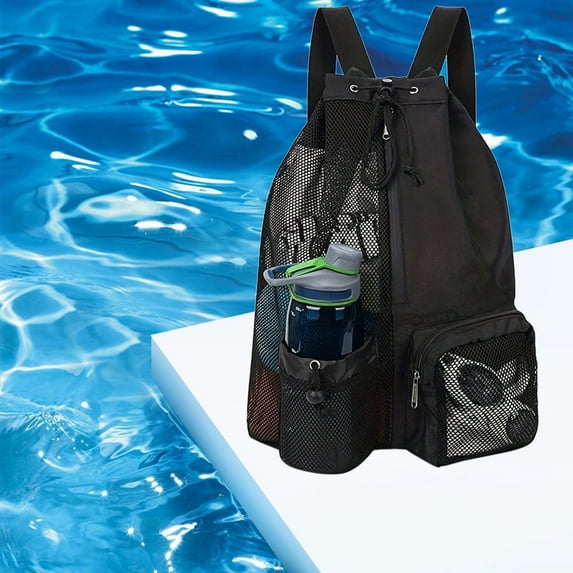 PBAZIH Swim Bag Mesh Drawstring Backpack with Wet Bag for Swimming, Gym & Fitness Gear, Lightweight Large Capacity Bag, Versatile Sports Storage Solution, Breathable and Stylish Design