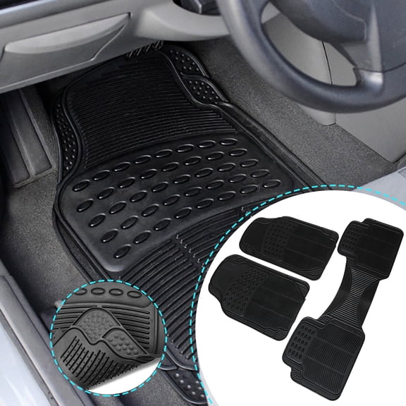 PBAZIH Three-Piece PVC Non-Slip Universal Car Floor Mats for All Seasons, Heavy Duty Protection, Easy to Clean, Durable and Stylish for Cars, SUVs, Trucks, and Vans