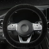 PBAZIH Winter Car Steering Wheel Cover, Plush Inner No Ring Design, Slip-Resistant Wear Handlebar Cover, D-Type Round Cover for Cold Weather Protection, Soft & Comfortable Grip