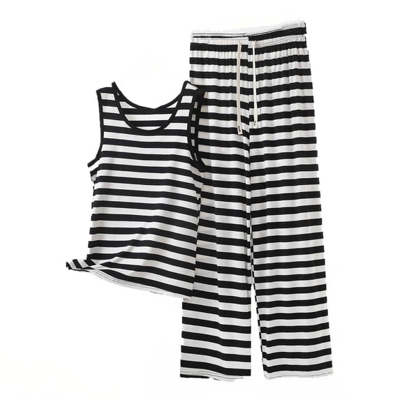 PBFRDSJ 2 Piece Sets for Women Summer Plus Size Sleeveless Tank Tops with Wide Leg Pants Set for Casual Loungewear Errands Outfit