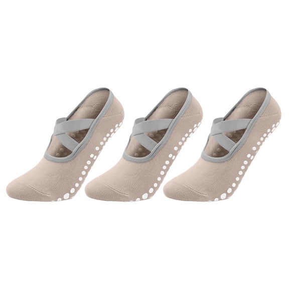 PBFRDSJ 3 Pairs Yoga Socks for Women with Grips Non-Slip Ballet Slipper Socks for Pilates Pure Barre Dance Barefoot Workout