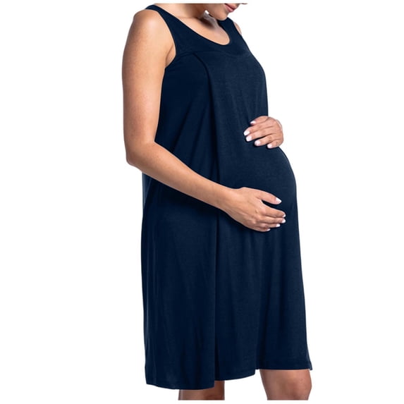 PBFRDSJ 3-in-1 Labor and Delivery Dress Sleeveless Crew Neck Loungewear Nursing/Pregnancy/Hospital Gown Breastfeeding Outfits for Postpartum