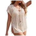 thumbnail image 1 of PBFRDSJ Beach Cover Ups for Women Hollow Out Sheer Tassels Swimsuit Soft Crochet Knit Vacation Dress Free Size Swim Cover-Up, 1 of 7