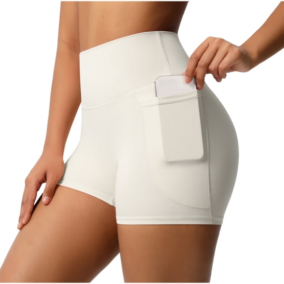 PBFRDSJ Biker Shorts Women Tummy Control Bodycon Solid Yoga Workout Gym Shorts 4-Way Stretch Athletic Running Shorts