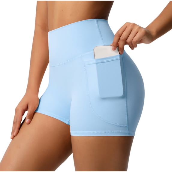 PBFRDSJ Biker Shorts Women Tummy Control Bodycon Solid Yoga Workout Gym Shorts 4-Way Stretch Athletic Running Shorts