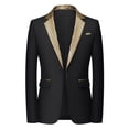 thumbnail image 1 of PBFRDSJ Black Blazer Men One Button Slim Fit Casual Business Tuxedo Outfit Grid Rhinestone Trim Notched Lapel Tuxedo Blazer, 1 of 6