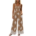 thumbnail image 1 of PBFRDSJ Boho Jumpsuit for Women Smocked Bodice Floral Cami Wide Leg Jumpsuit Summer Sleeveless Square Neck Loose Rompers with Pockets, 1 of 7