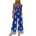 thumbnail image 1 of PBFRDSJ Boho Jumpsuit for Women Smocked Bodice Floral Cami Wide Leg Jumpsuit Summer Sleeveless Square Neck Loose Rompers with Pockets, 1 of 7