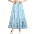 thumbnail image 1 of PBFRDSJ Boho Maxi Skirt for Women Eyelet Embroidery Elastic High Waist A-Line Summer Casual Beach Long Skirt Ruffle Tiered Skater, 1 of 6