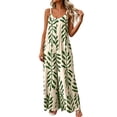 thumbnail image 1 of PBFRDSJ Boho Wide Leg Jumpsuits for Women Sleeveless Spaghetti Strap Loose One Piece Rompers Ruched Flowy Vacation Jumpsuits, 1 of 6