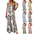 thumbnail image 1 of PBFRDSJ Boho Wide Leg Jumpsuits for Women Sleeveless Spaghetti Strap Loose One Piece Rompers Ruched Flowy Vacation Jumpsuits, 1 of 6