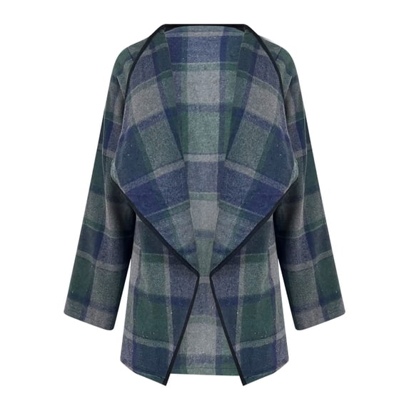 PBFRDSJ Checkered Cardigans for Women Fall Winter Ladies Duster Long Sleeve Loose Fit Lapel Cover Up