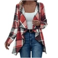 thumbnail image 1 of PBFRDSJ Checkered Cardigans for Women Fall Winter Ladies Duster Long Sleeve Loose Fit Lapel Cover Up, 1 of 7