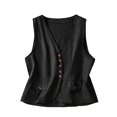 thumbnail image 1 of PBFRDSJ Cotton Linen Vest for Women Summer Sleeveless V Neck Button Down Tank Tops Lightweight Business Casual Jacket with Pockets, 1 of 8