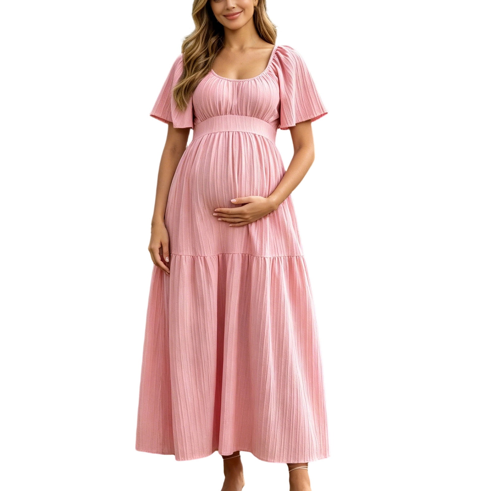 flowy maternity dresses for photoshoot PinkBlush Blue Lace Off Shoulder Gown/Dress Large 37.01in Waist (in) PBFRDSJ Elegant Maternity Photoshoot Dress