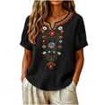 thumbnail image 1 of PBFRDSJ Floral Embroidered Tops For Women V Neck Half Sleeve Boho Summer Tops Peasant Loose Cotton Tee Shirts, 1 of 7