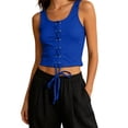 thumbnail image 1 of PBFRDSJ Gothic Crop Tank Tops for Women Y2k Lace Up Grommet Grunge Clothes Sleeveless Scoop Neck Slim Fit Going Out Shirts, 1 of 6