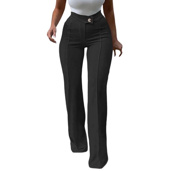 PBFRDSJ High Waisted Stretchy Work Pants for Womens Solid Casual Spring Fall Straight Leg Pants Office Business Causal Trousers Sizes XS-XL