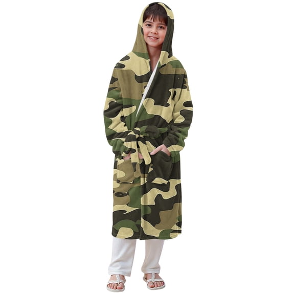 PBFRDSJ Hooded Bath Robe Long Sleeve Knee Length with Waist Belt Two ...