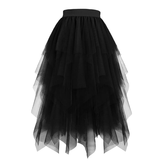 PBFRDSJ Layered Mesh Skirt for Women A-Line Midi Length Skirt High Waist Elegant Puff Tutu Ladies Spring Summer Multilayer Cake Skirt