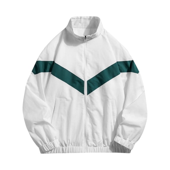 PBFRDSJ Light Jackets for Men Long Sleeve Patchwork Color Block Full Zip Sports Jacket Loose Thin College Windbreaker