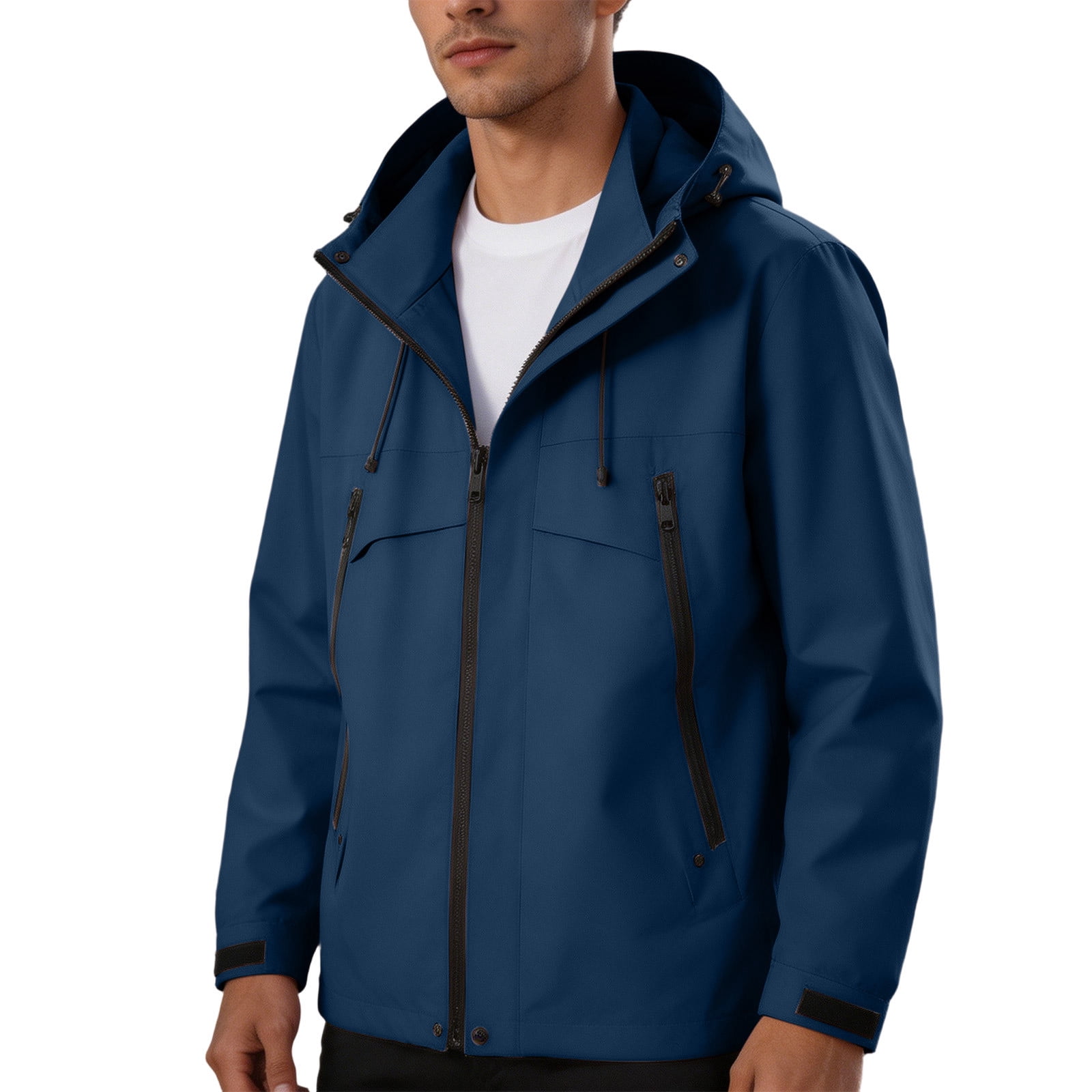 PBFRDSJ Lightweight Rain Jacket Men Oversized Casual Hooded Zip Up