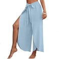 thumbnail image 1 of PBFRDSJ Loose Pants for Women Drawstring Elastic Waisted High Slit Wide Leg Pants Casual Comfy Palazzo Flowy Trousers, 1 of 8