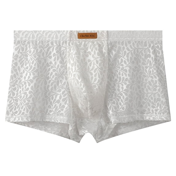PBFRDSJ Men Full Floral Lace Boxer Briefs Breathable Sheer Up Soft Comfort Underpant Stretch Bikini Underwear