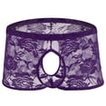 thumbnail image 1 of PBFRDSJ Men's Lace Boxers Underwear Crotchless Sheer Mesh Underpants Male Open Front Floral Lace Trunks, 1 of 2