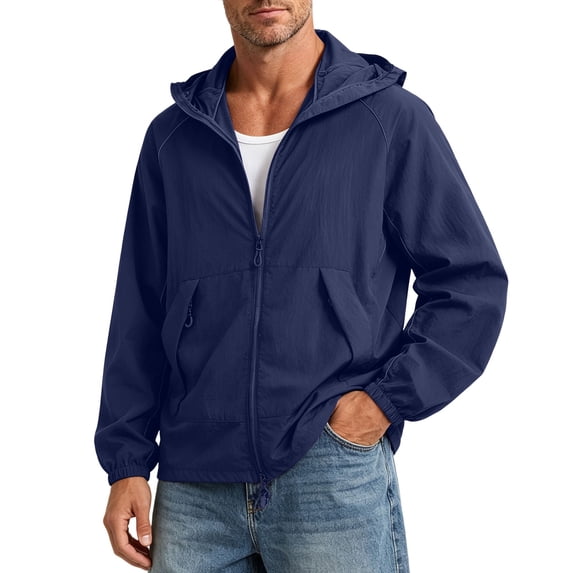 PBFRDSJ Men's Windbreaker Lightweight Breathable Athletic Jackets Full Zip High Neck Sun Protection Jacket with Pockets