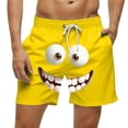 thumbnail image 1 of PBFRDSJ Mens Board Shorts Plus Size Beach Vacation Outfit 3D Cartoon Smile Face Swim Trunks with Drawstring Elastic, 1 of 4