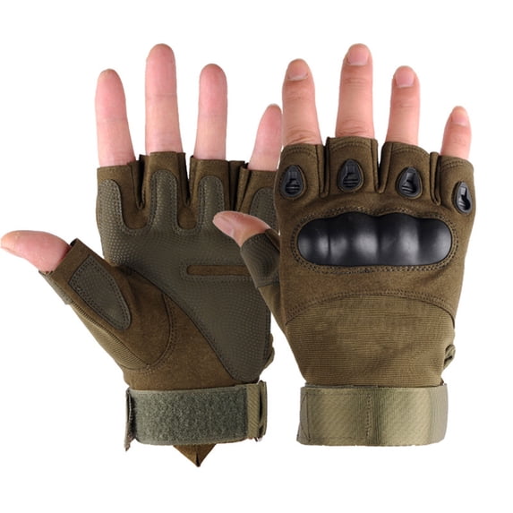 PBFRDSJ Mens Half Finger Hard Knuckle Gloves Fingerless Training Touchscreen Work Gloves for Cycling,Hiking,Motorcycle Riding
