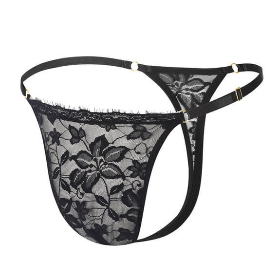 PBFRDSJ Mens Sheer Mesh Thong Floral Lace Feminine G String Low Rise Lightweight Thin Thong Underwear