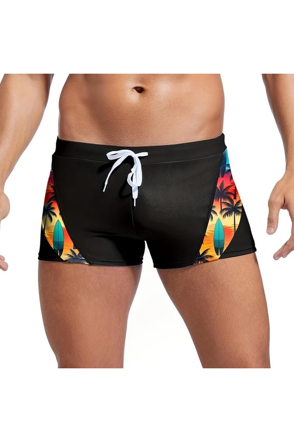 Mens Swim Trunks Stretch Lightweight Swimwear Jammers Sports Beach Bottom with Adjustable Drawstring