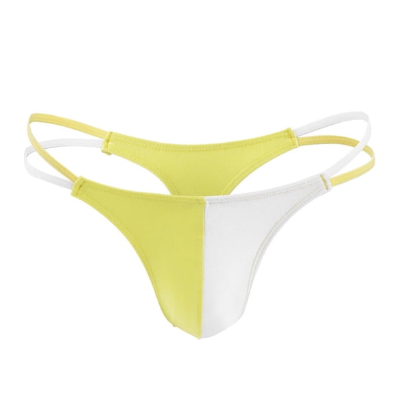 PBFRDSJ Mens Thong Underwear Color Block Low Rise Breathable Bulge Thong Male Slim Pouch Bikini Underpants