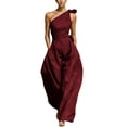 thumbnail image 1 of PBFRDSJ One Shoulder Jumpsuits for Women Sleeveless Tie Side Wide leg Jumpsuits Ruched Waist Summer Minimalist Flowy Romper, 1 of 9