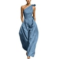 thumbnail image 1 of PBFRDSJ One Shoulder Jumpsuits for Women Sleeveless Tie Side Wide leg Jumpsuits Ruched Waist Summer Minimalist Flowy Romper, 1 of 9
