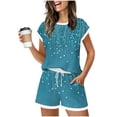 thumbnail image 1 of PBFRDSJ Pajama Sets for Women 2 Piece Short Sleeve Trendy Print Shirt and Causal Shorts Loose Daily Home Pajamas Sizes S-2XL, 1 of 6