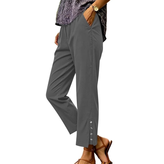PBFRDSJ Palazzo Pants for Women Solid Elastic Waisted Straight Leg Wide Leg Pants with Pockets for Work Office