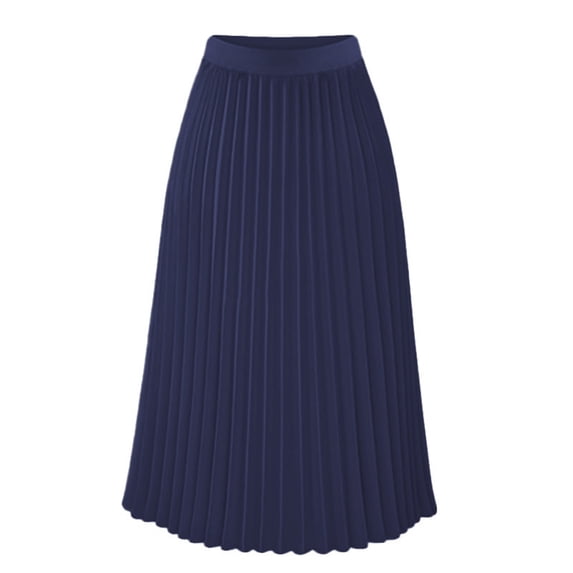 PBFRDSJ Pleated Skirts for Women Summer Chiffon Elastic High Waist Ankle Length Skirts Swing A-Line Midi Skirt