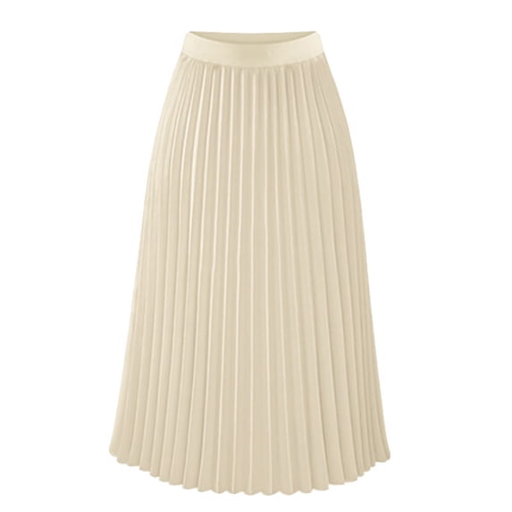 PBFRDSJ Pleated Skirts for Women Summer Chiffon Elastic High Waist Ankle Length Skirts Swing A-Line Midi Skirt