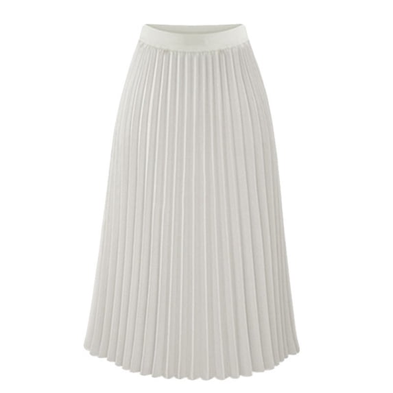 PBFRDSJ Pleated Skirts for Women Summer Chiffon Elastic High Waist Ankle Length Skirts Swing A-Line Midi Skirt