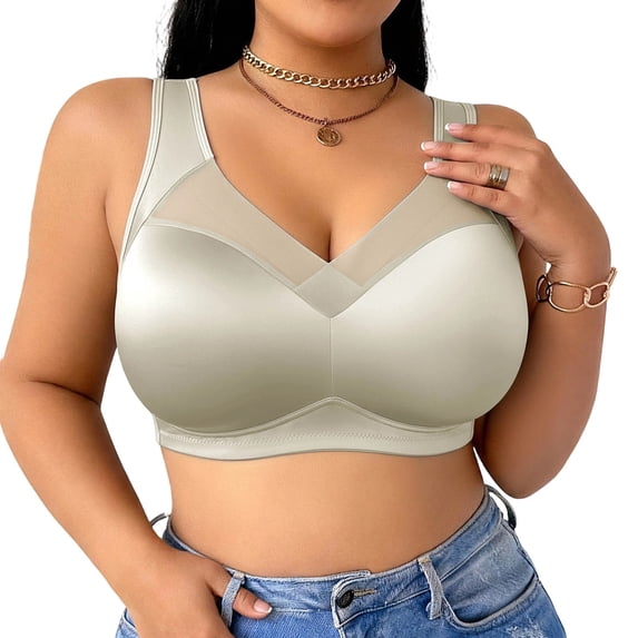 PBFRDSJ Plus Size Sports Bras for Women Wireless Push-Up Seamless Bra for Seniors Full Coverage Soft Comfort Jelly Bralettes