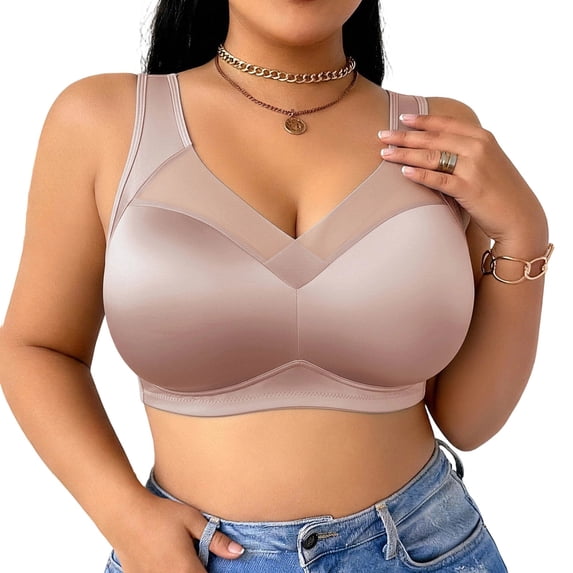 PBFRDSJ Plus Size Sports Bras for Women Wireless Push-Up Seamless Bra for Seniors Full Coverage Soft Comfort Jelly Bralettes