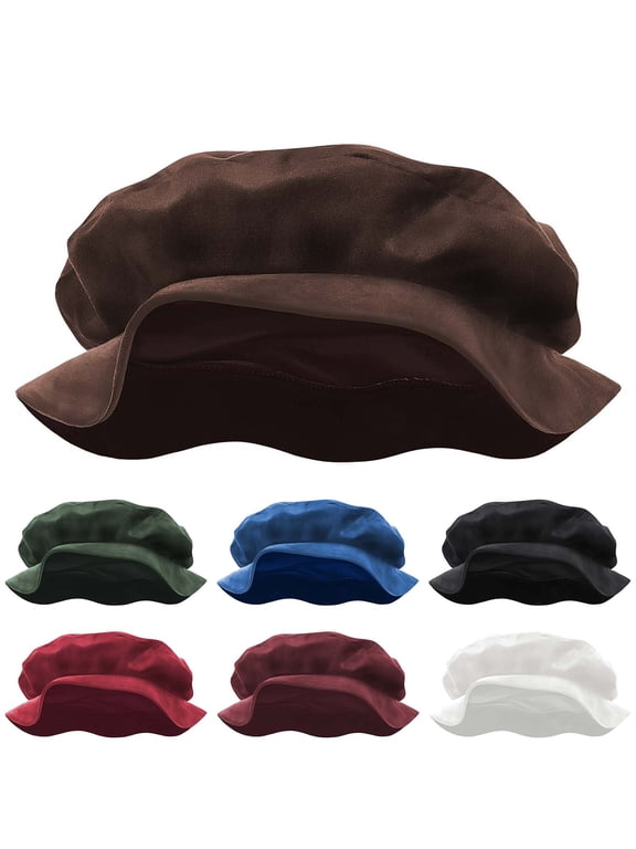 Renaissance Tudor Flat Beret Hats for Men Soft Slouchy Vintage Flat Top Cabbie Hat Classic Medieval Costume